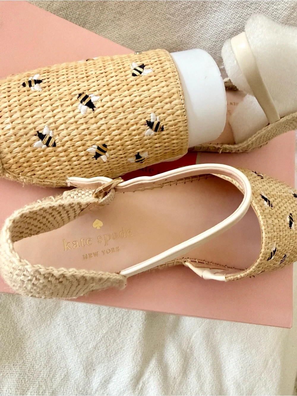 Kate Spade Espadrille Sandals with Bee Embroidery